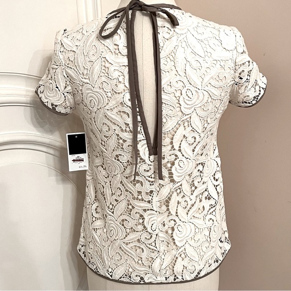 NWT Juicy Couture Guipuere Lace Short Sleeve Top - Angel - Picture 3 of 5